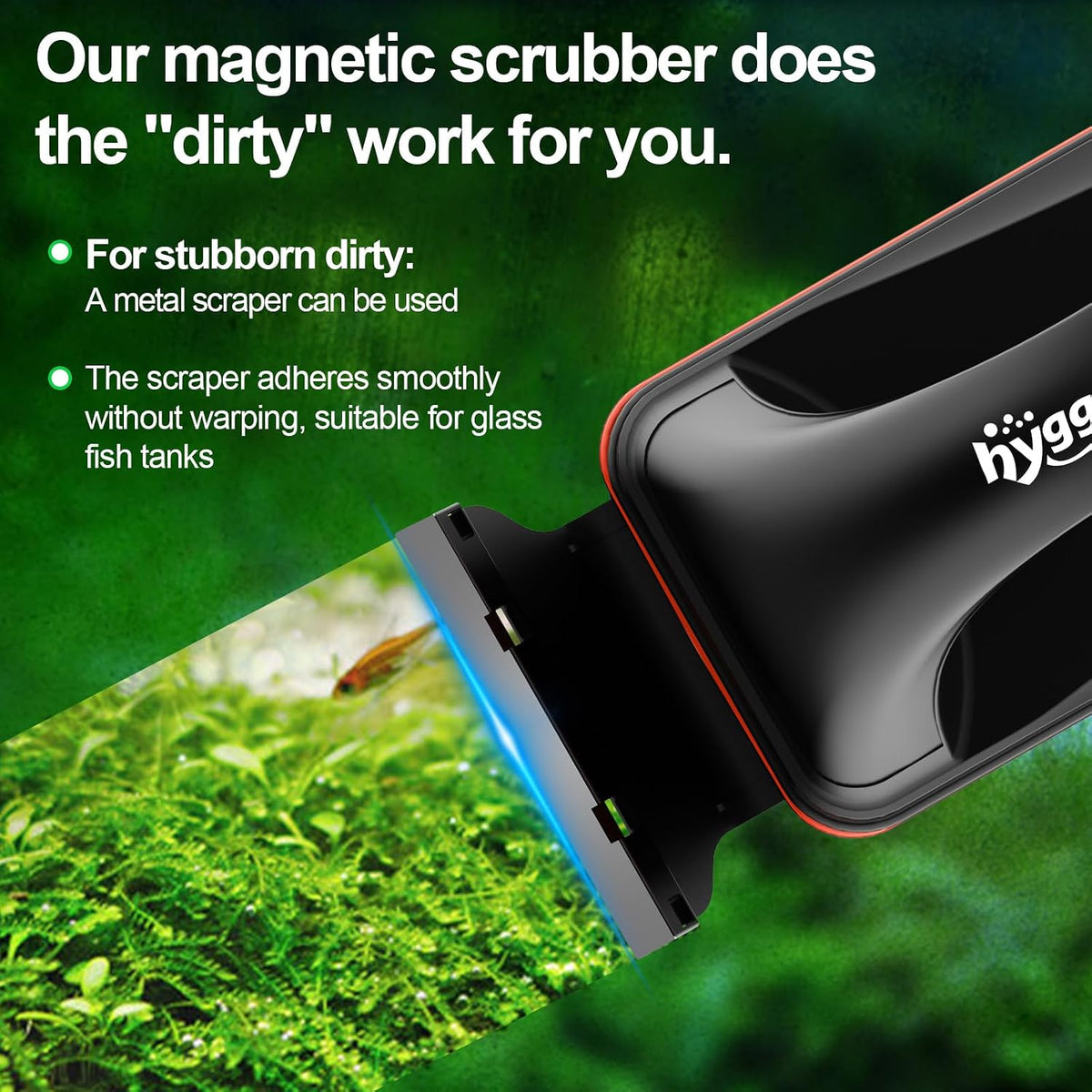 Magnetic Aquarium Fish Tank Glass Cleaner,Detachable Dual-Blades Brush Tool with Floating Scrubber, Double Side