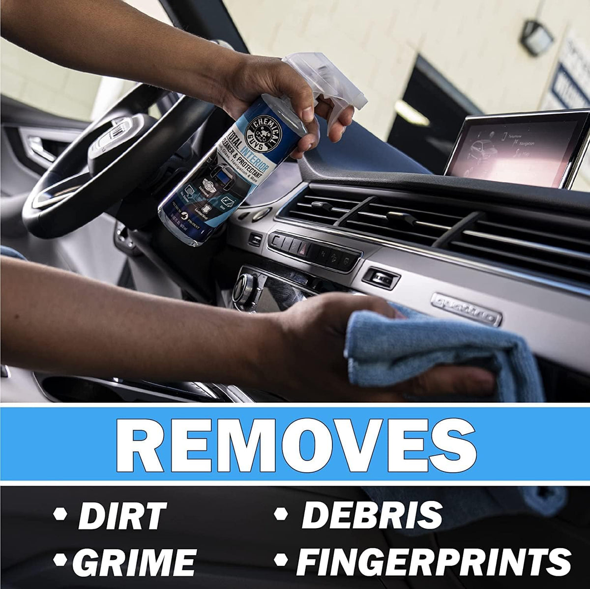 Car Cleaning Kit Interior 9-Piece - Total Interior Cleaner, Sticky Icky Green Apple & Strawberry Detailing Gel, 3