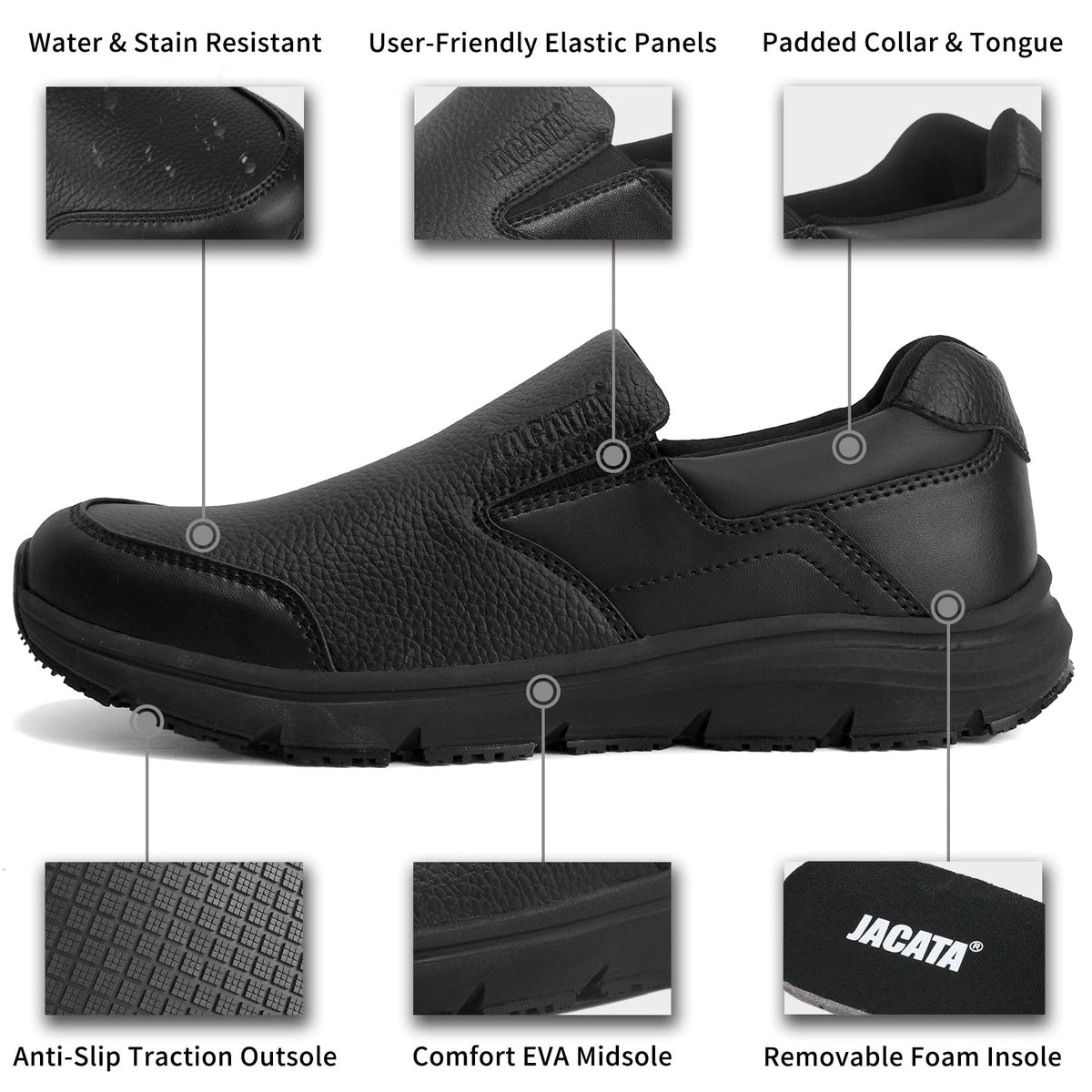Non Slip Work Shoes for Men Food Service Slip on Chef Walking Shoes