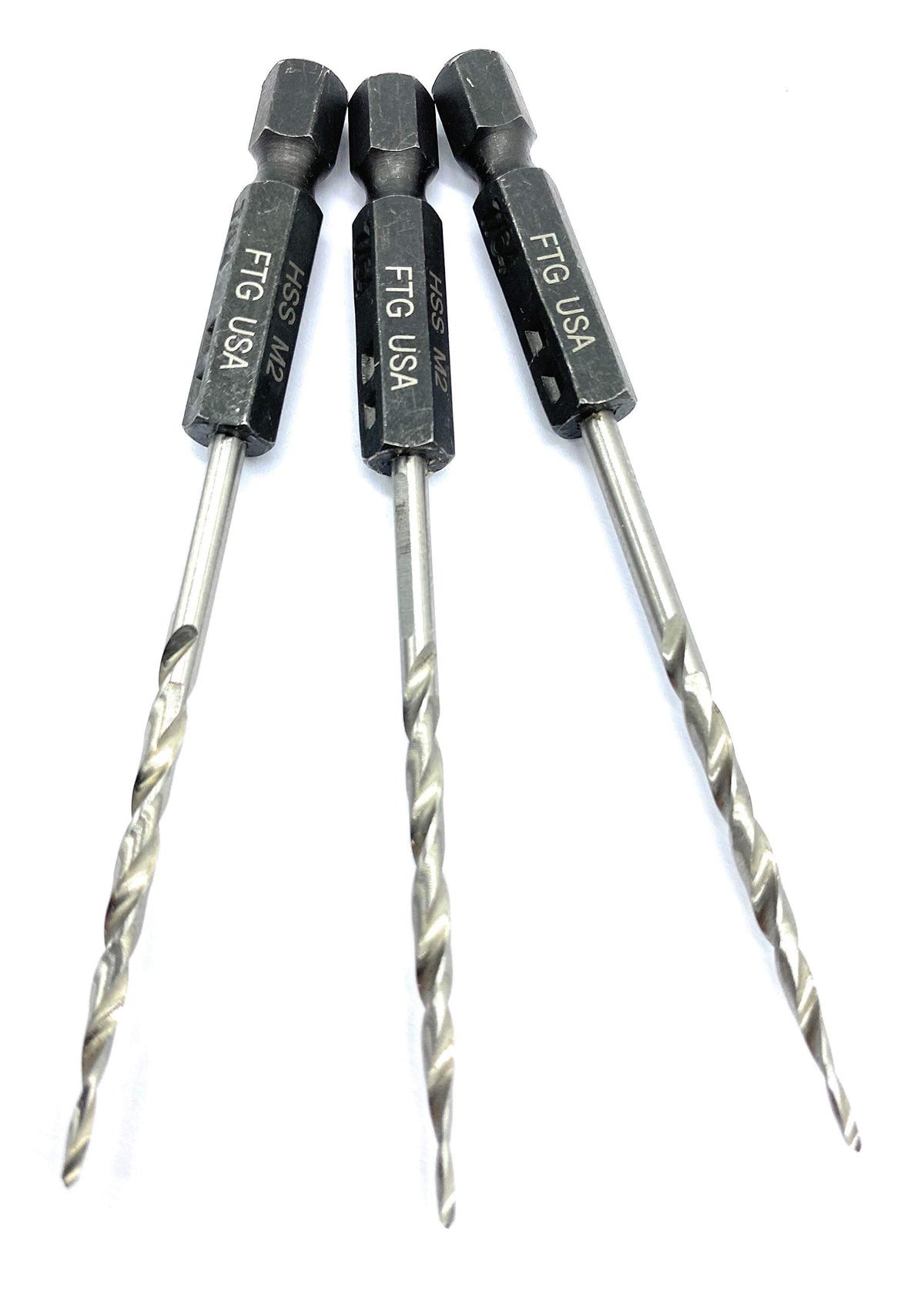 FTG USA 3 Pc #4 7/64" Replacement Tapered Drill Bits Only All Same Size Set