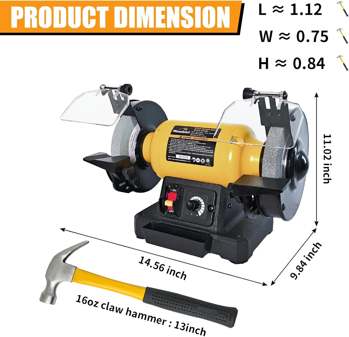 6" 2.5A Variable Speed Bench Grinder for Sharpening,2000–3400 RPM | Table Grinder with 36&60 Grit AO