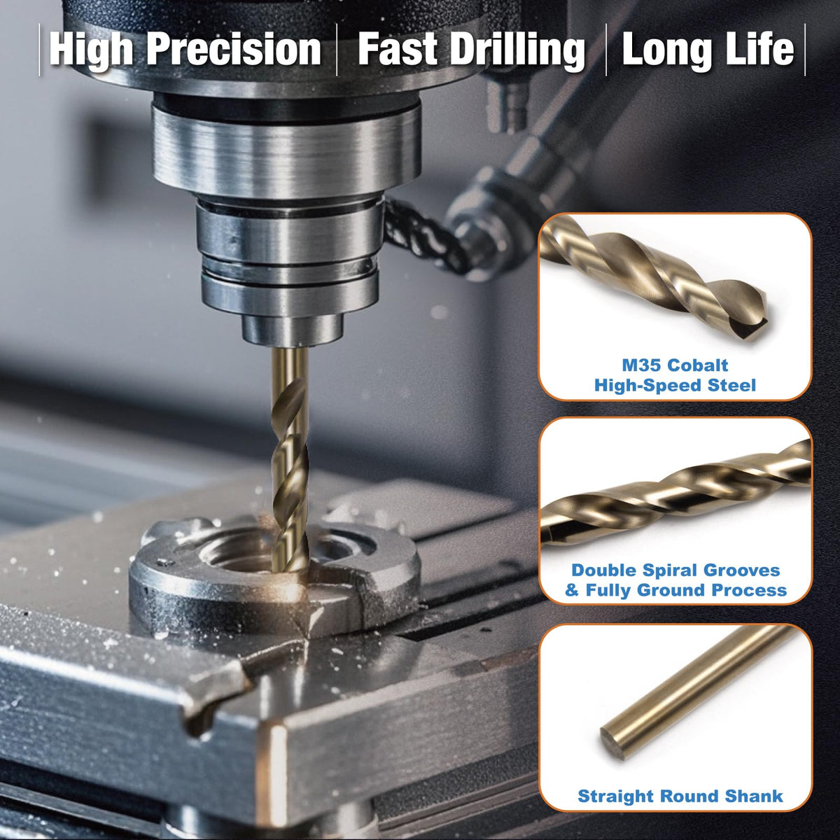 FiLwW 20Pcs 3/32" Cobalt Drill Bit Set, M35 High Speed Steel Jobber Length Drill Bit Kit for Hardened Metal, Stainless Steel, Cast Iron, Wood and Plastic