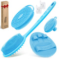Silicone Back/Body/Face Scrubber & Soft Bath Glove Set 4PCS, Gentle Exfoliating Back & Body Scrubber with Dual-Side