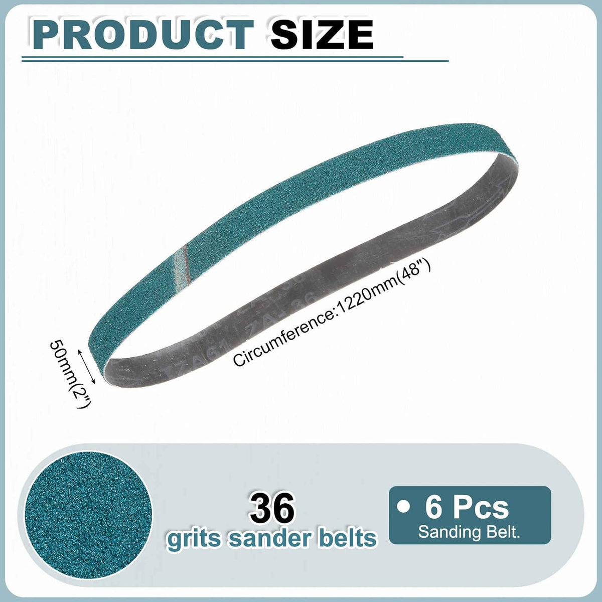 HARFINGTON 2 x 48 Inch Sanding Belts, 6 Pcs 36 Grit Zirconia Abrasive Belt Sander File Belt for Woodworking, Metal Polishing, Knife Sharpener