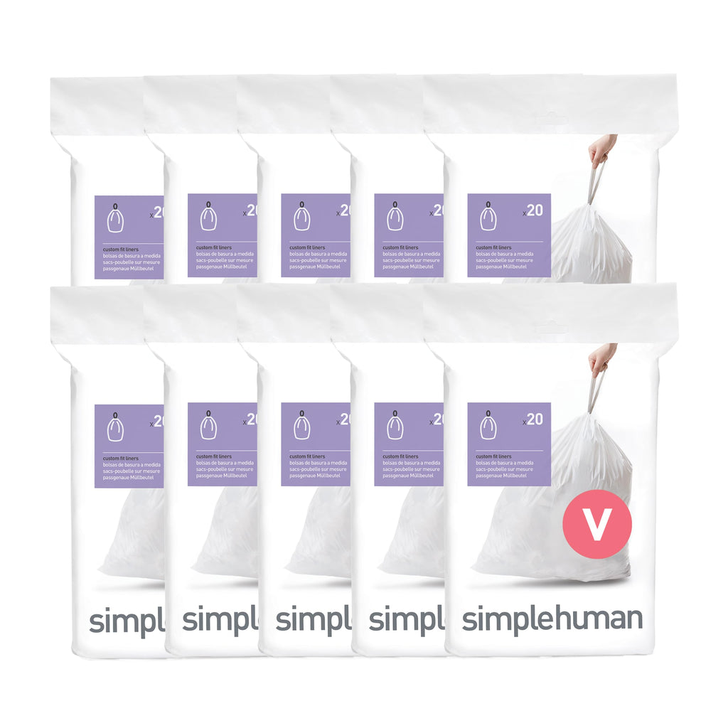 Code V 200 Count Custom Fit Liners, Drawstring Kitchen Trash Bags, One-by-One Mess-Free Dispense, Extra Thick &