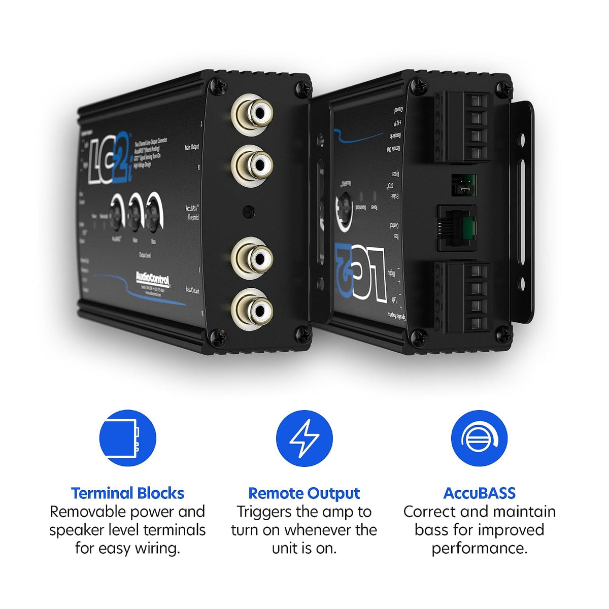 LC2i 2-Channel Line Output Converter with ACR-1 Dash Remote & AccuBASS for Adding Subwoofers, Amplifiers to Factory