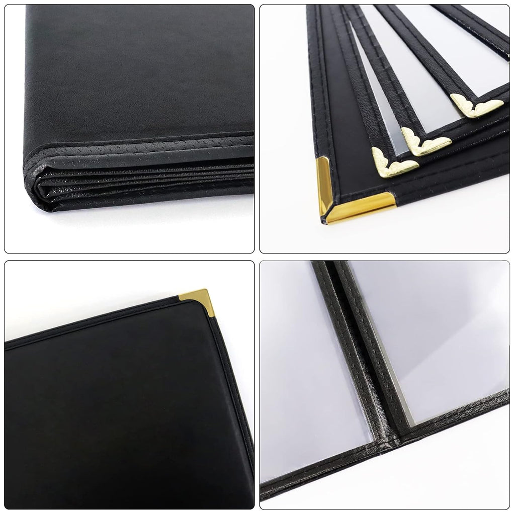 Menu Covers 8.5 X 11 Restaurant Menu Holders 4 Page 8 View, Black, 2 Pack