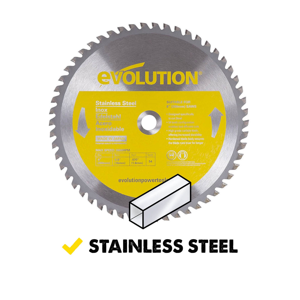 Evolution Power Tools 8BLADESS Stainless Steel Cutting Saw Blade, 8-Inch x 54-Tooth, Yellow
