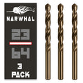 Narwhal 23/64 Inch Drill Bit (3 Pack) Cobalt for Metal & Stainless Steel