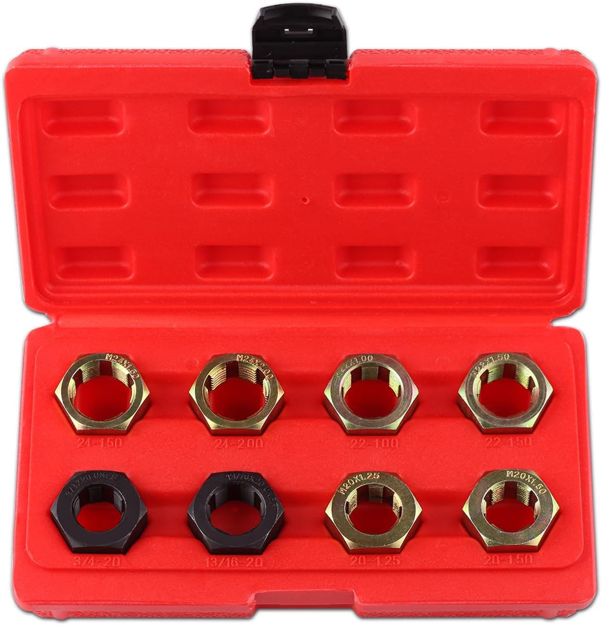 8 PCS Axle Spindle Thread Chaser Set, Thread Repair Kit High-Strength Thread Restorer Tool, Axle Spindle Fractional Cleaning and Rethreading Set Metric M20 M22 M24 & UNEF 13/16" 3/4"