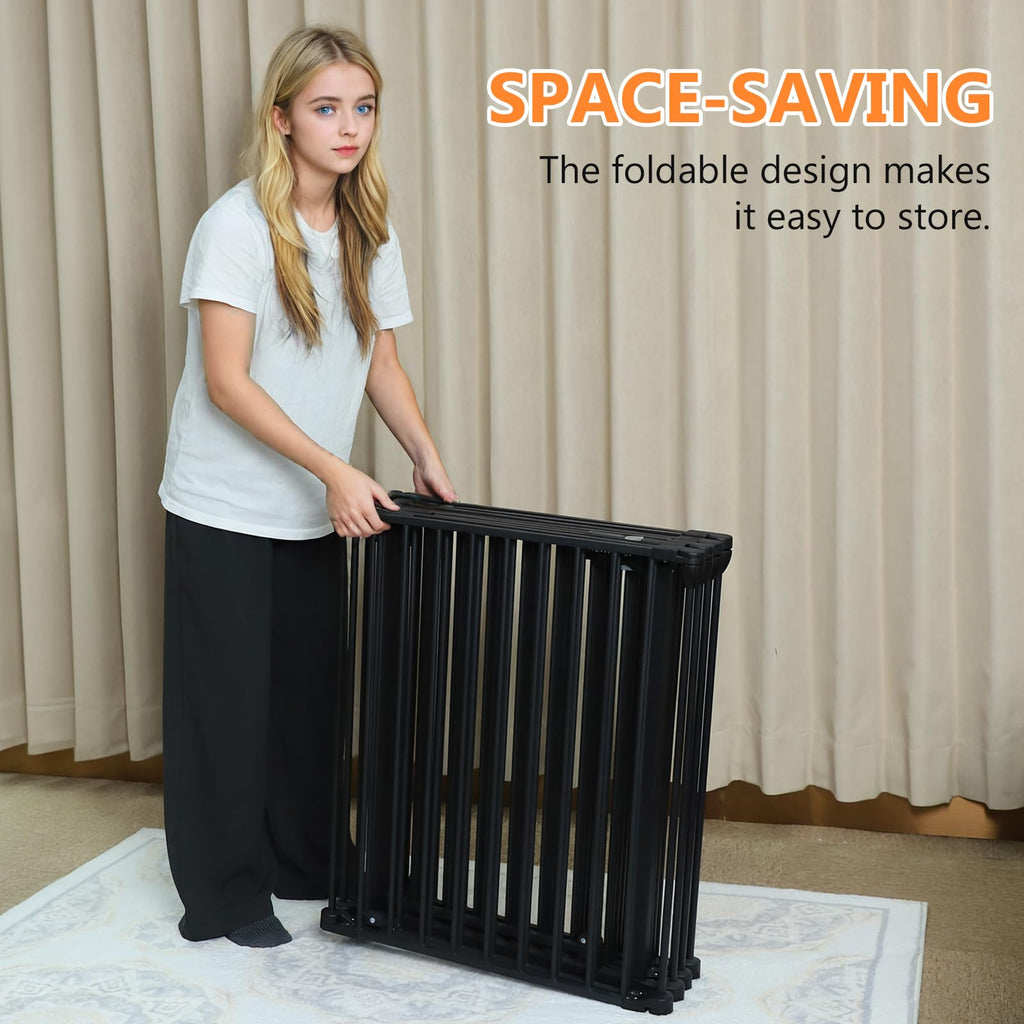 199" Extra-Wide Adjustable Hardware/Pressure-Mounted Pet & Child Safety Gate with Auto-Close Walk-Through Door for Stairs, Hallways & Wide Doorways