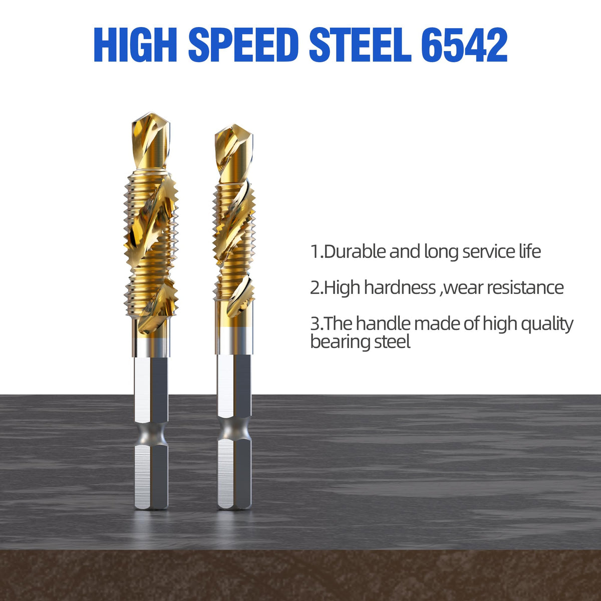 HUHAO Spiral Point Plug Taps, M12 x 1.75 Metric Thread Screw Tap, Titanium Coated High Speed Steel, Machine Tapping Threading Repair Tool