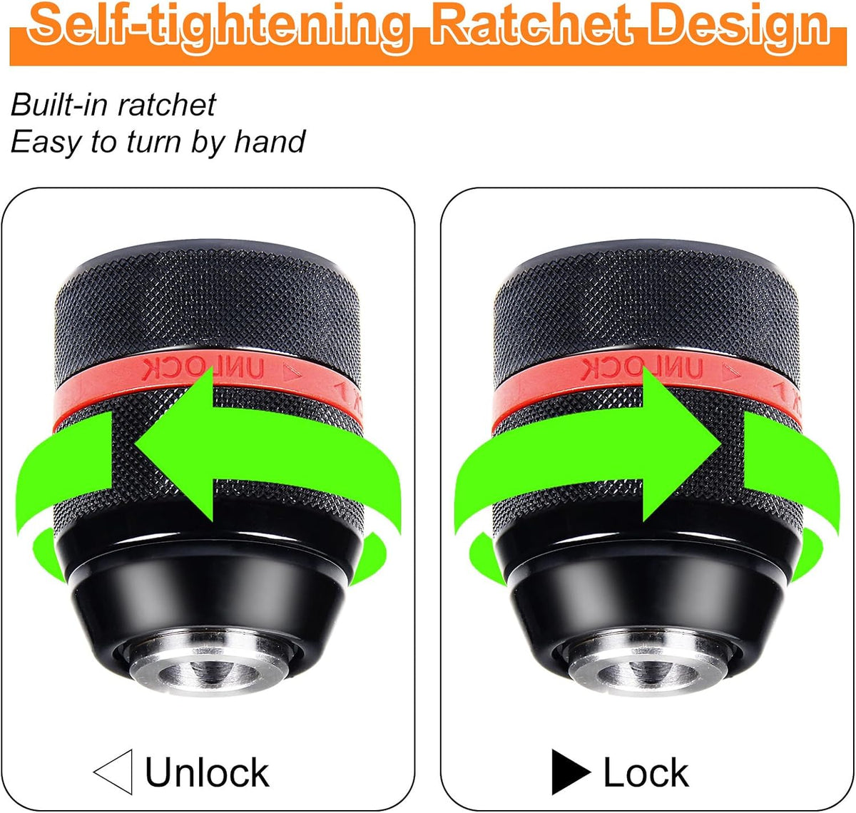 Keyless Drill Chuck for Milwaukee M18, 1/2"-20UNF Mount, 1.5 to 13 mm Clamping Capacity, All-Metal Self-Tightening Chucks, Replacement Power Drill Chucks for Various Purposes