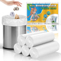 Small Compostable Trash Bags 2.6 Gallon - 100 Count Unscented Biodegradable Garbage Bag Bulk Clear White Durable