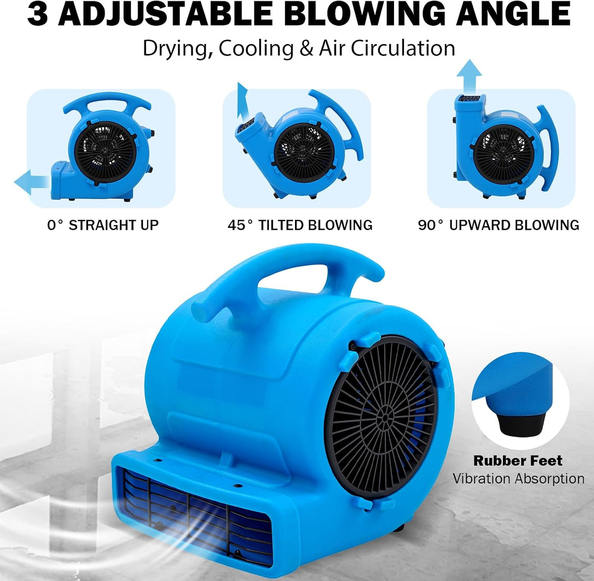1/4hp 1000CFM 2 Speed Air Mover Carpet Dryer Floor Fan Cooling Fan (Blue)