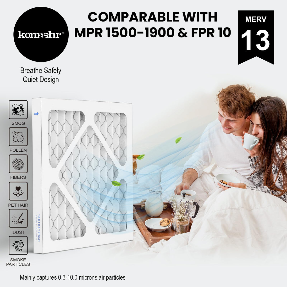 10x10x1 Air Filter MERV 13 (4-Pack), HVAC/Furnace AC Filter Replacement, Dust Defense–Comparable with MPR 1500-1900 &