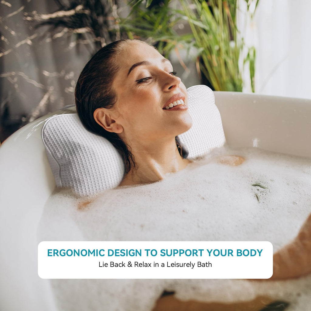 Anti-Slip Non-Slip Bathtub Pillow Home Spa Bath Inflatable Cushion Head Neck Back Shoulders Rest Relax Suction Cup