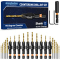 shengbenhao 23Pcs Countersink Drill Bit Set #4#6#8#10#12 Adjustable