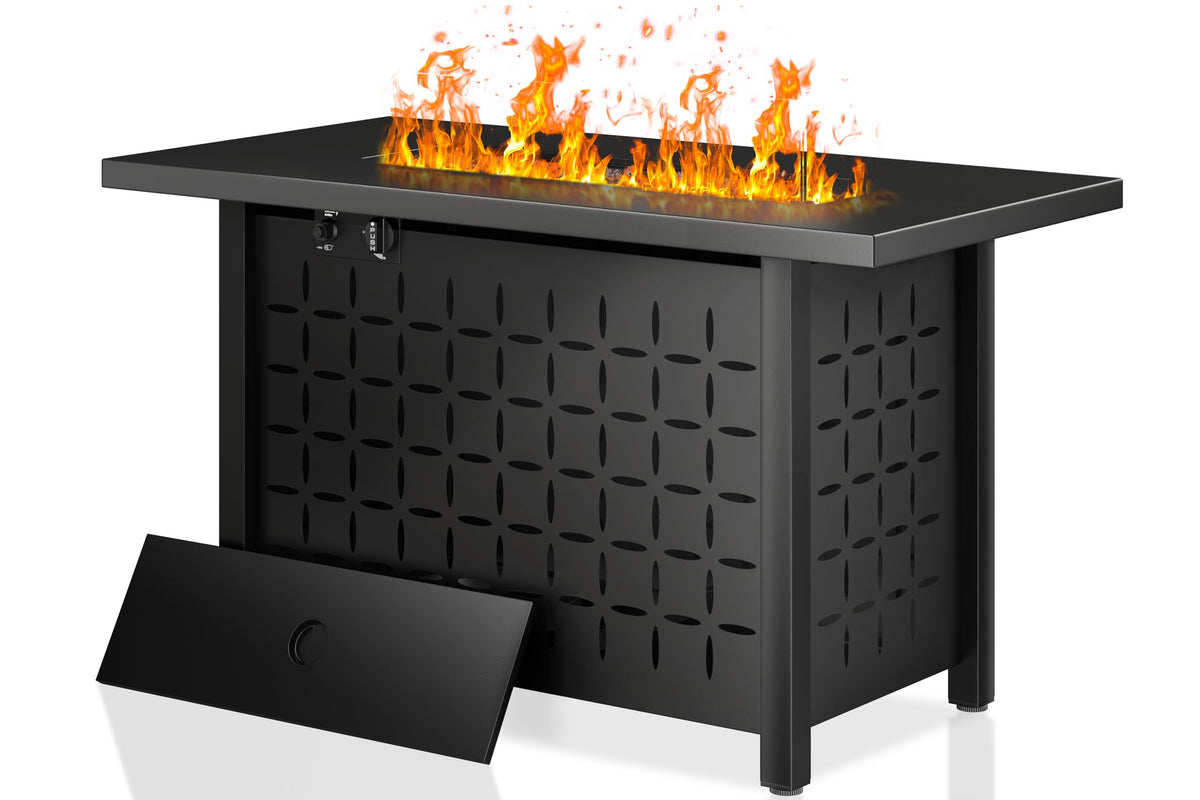43" Propane Fire Pit,60,000 BTU Gas Fire Pit Table,Black