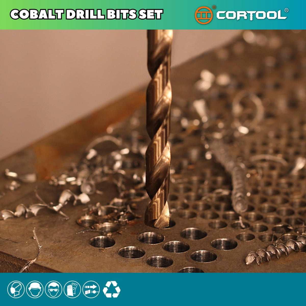 CORTOOL 5/32 inch Cobalt Drill Bits (12Pcs), M35 HSS Metal Jobber Length Twist Drill Bit Set for Hard Metal, Stainless Steel, Iron, Copper, Aluminium, Brass, Plastic & Wood