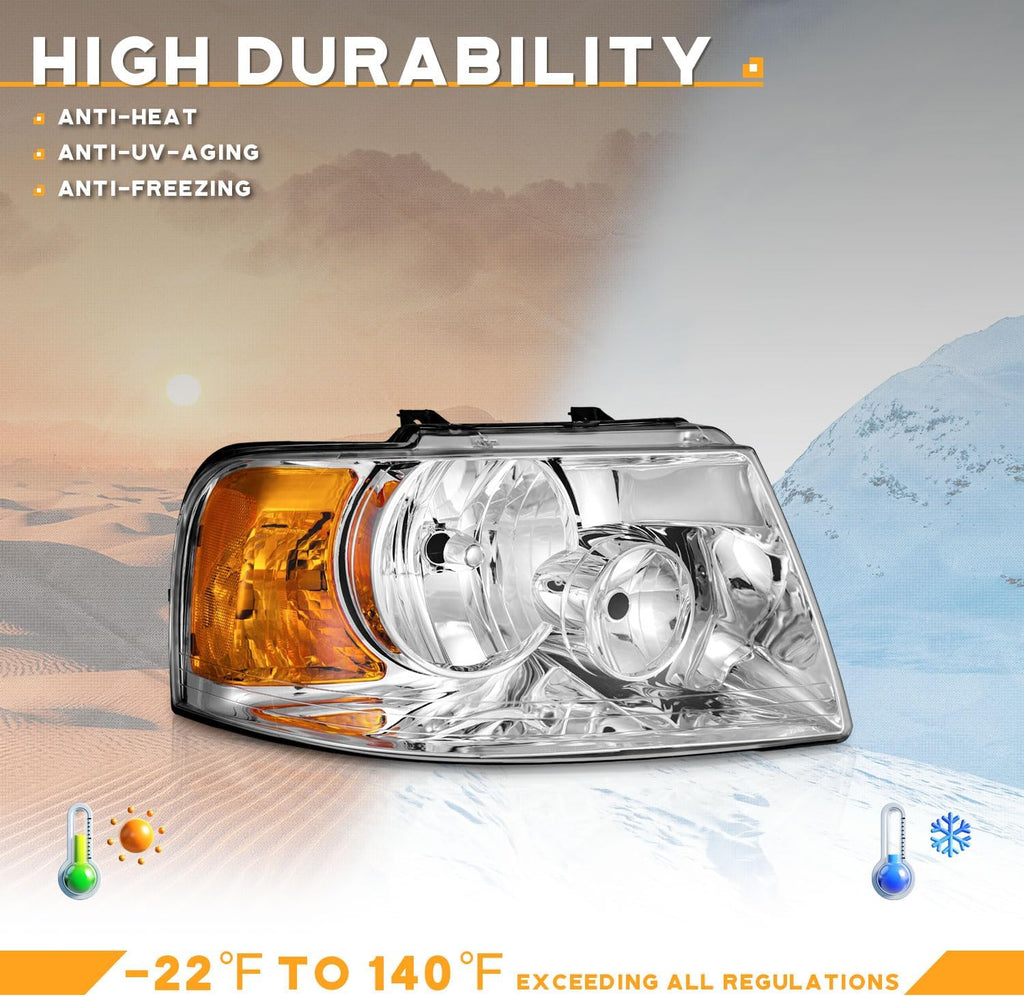 WEELMOTO Headlights Assembly for 2003 2004 2005 2006 Ford Expedition