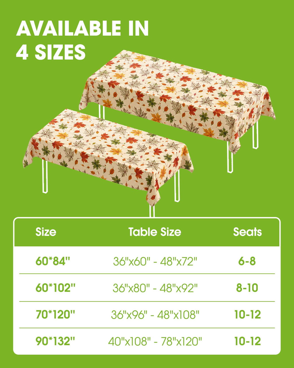 Polyester Fall Tablecloth 60" x 84" 1 Pack Autumn Leaves