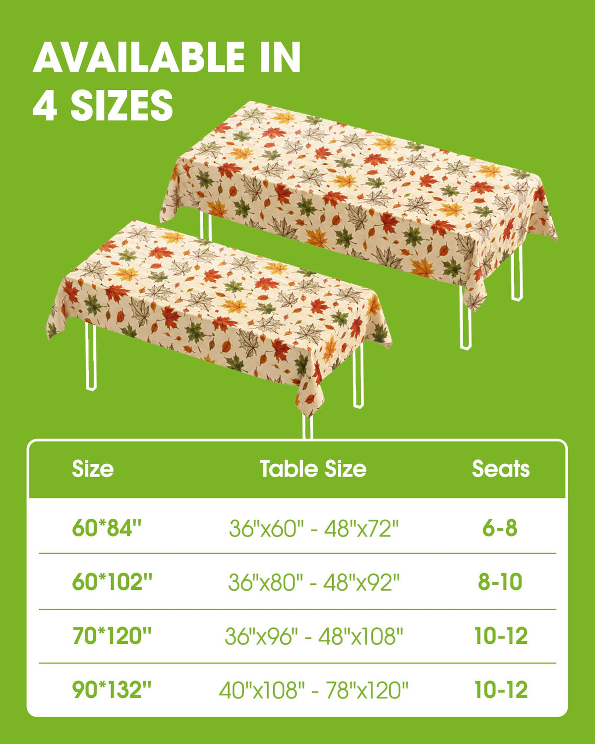 Polyester Fall Tablecloth 60" x 84" 1 Pack Autumn Leaves
