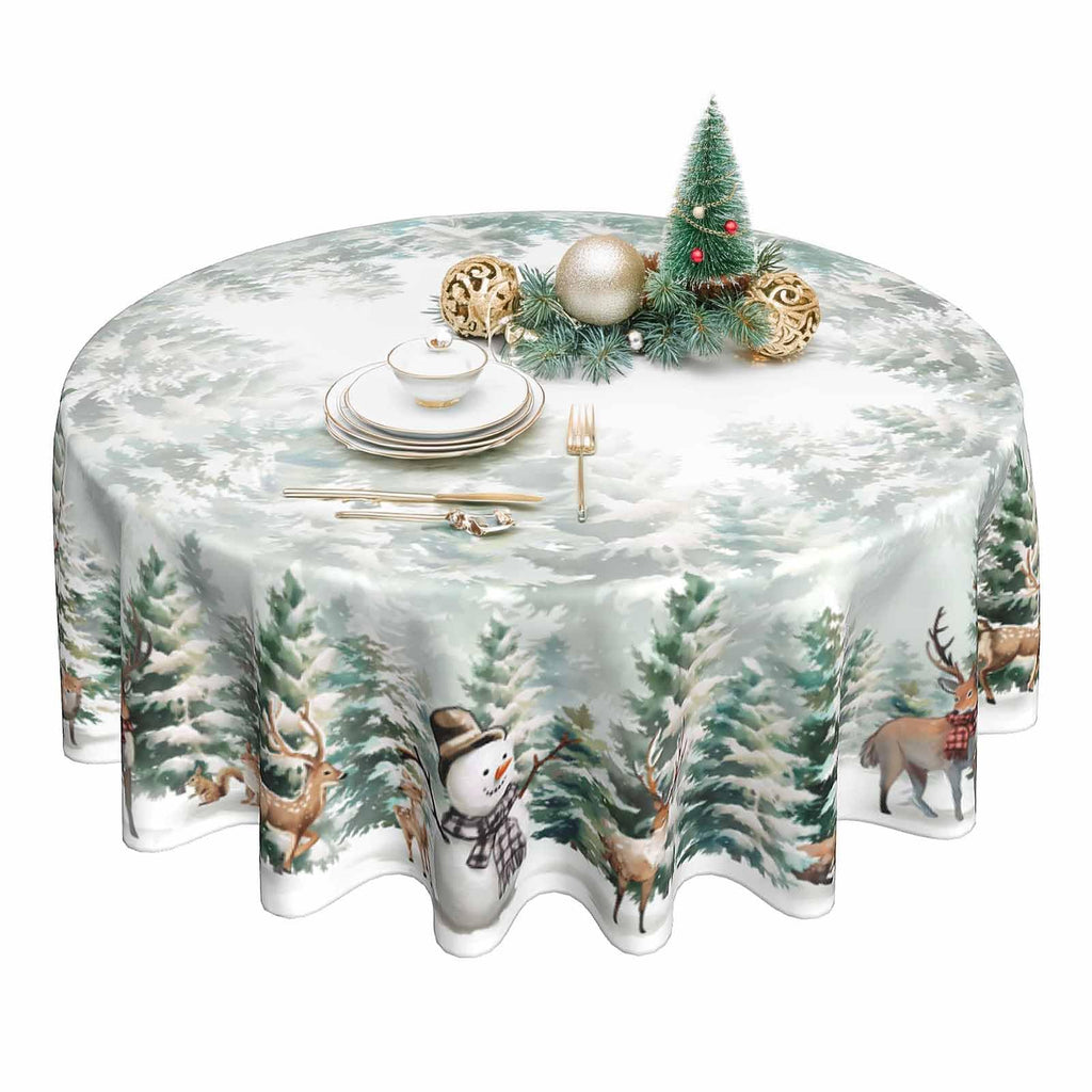 Christmas Round Tablecloth 60inch for Home Rustic Farmhouse Living Room Christmas Party Decorations