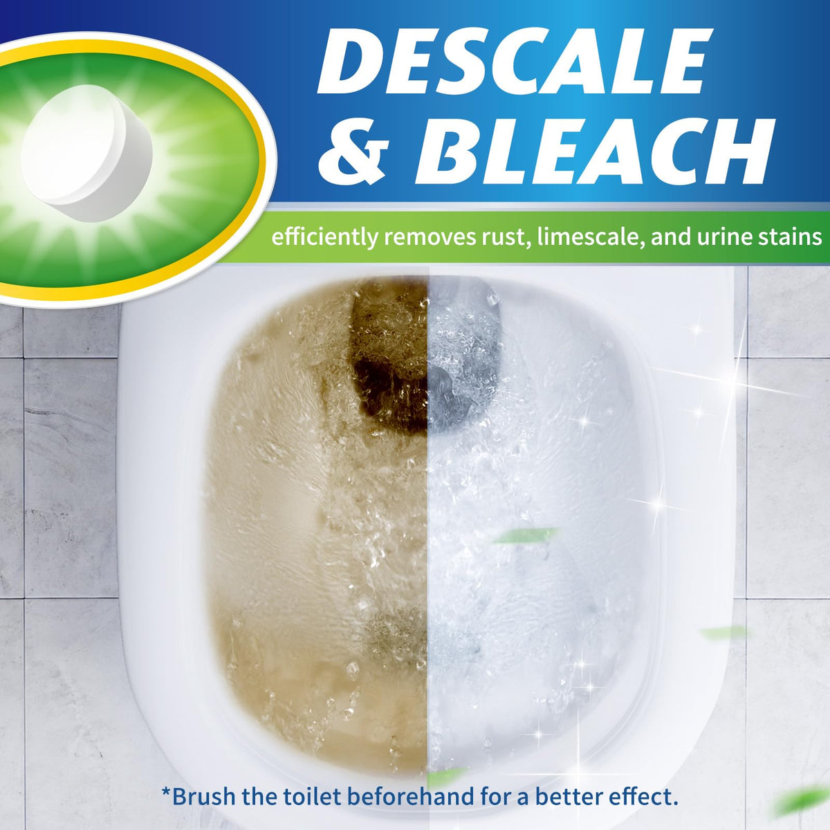 Toilet Bowl Cleaner Tablets 40 Pack, Auto Bleach, Powerful Cleaning