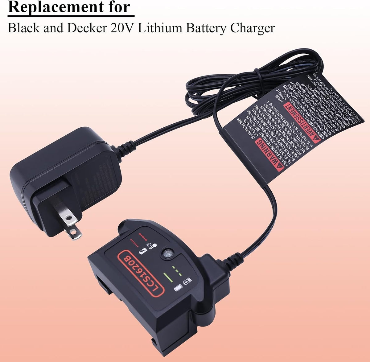 Lasica Compatible with Black and Decker 20V Lithium Battery Charger LCS1620B Compatible with Black & Decker 20 Volt Max Lithium Battery LBXR20 LBXR2020-OPE LB2X3020 LB2X4020 LBX4020 90590282 BDCAC202B