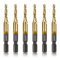 DKIBBITH 6-pc Metric M4 Combination Drill Tap Bit Set, M4*0.7 Thread Size, Titanium Coated High-Speed Steel, Ideal for Drilling and Threading in Soft Metal Wood and Plastic,1/4" Hex Shank