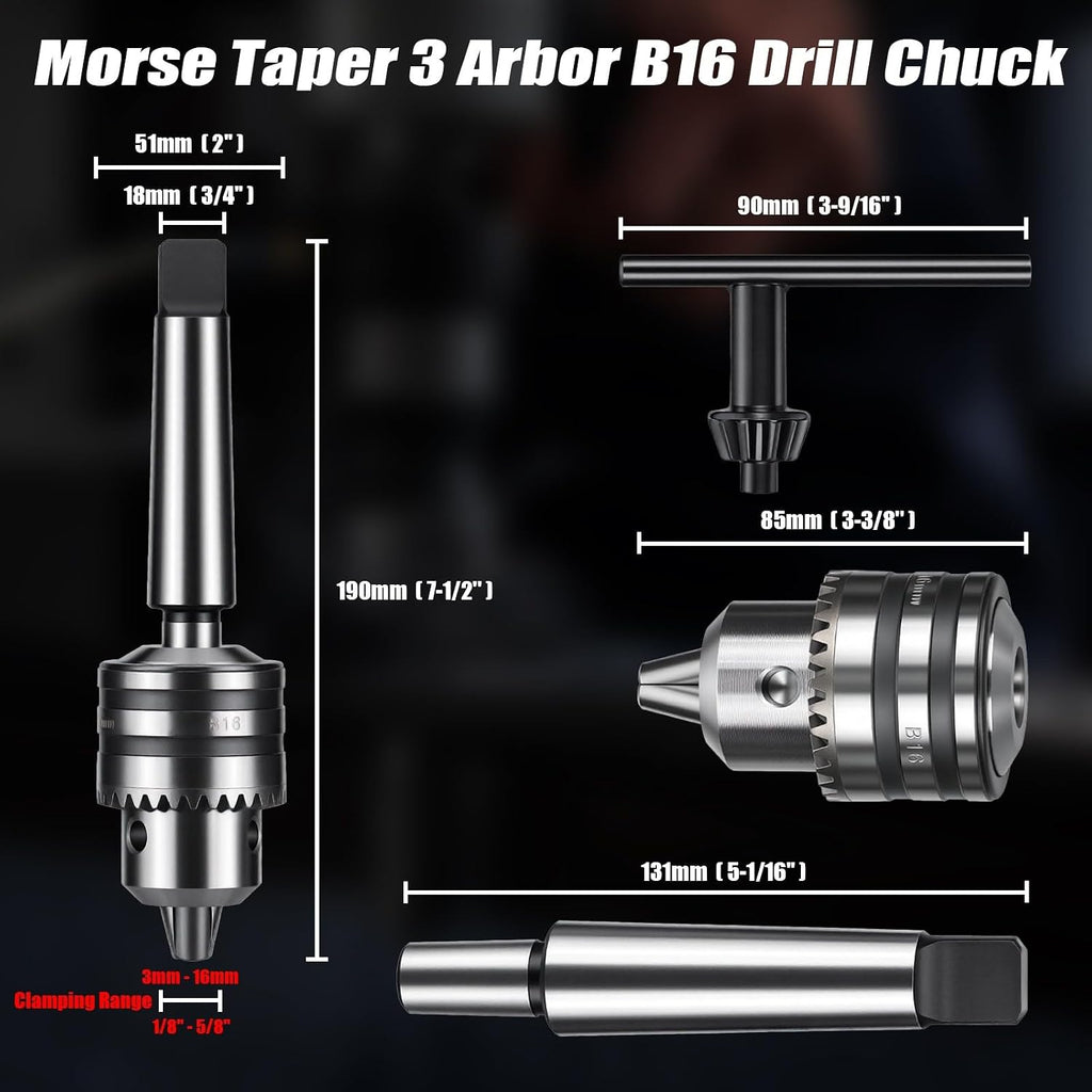 1/8''-5/8'' MT3 Drill Chuck B16 Thread Magnetic Drill Chuck Adapter
