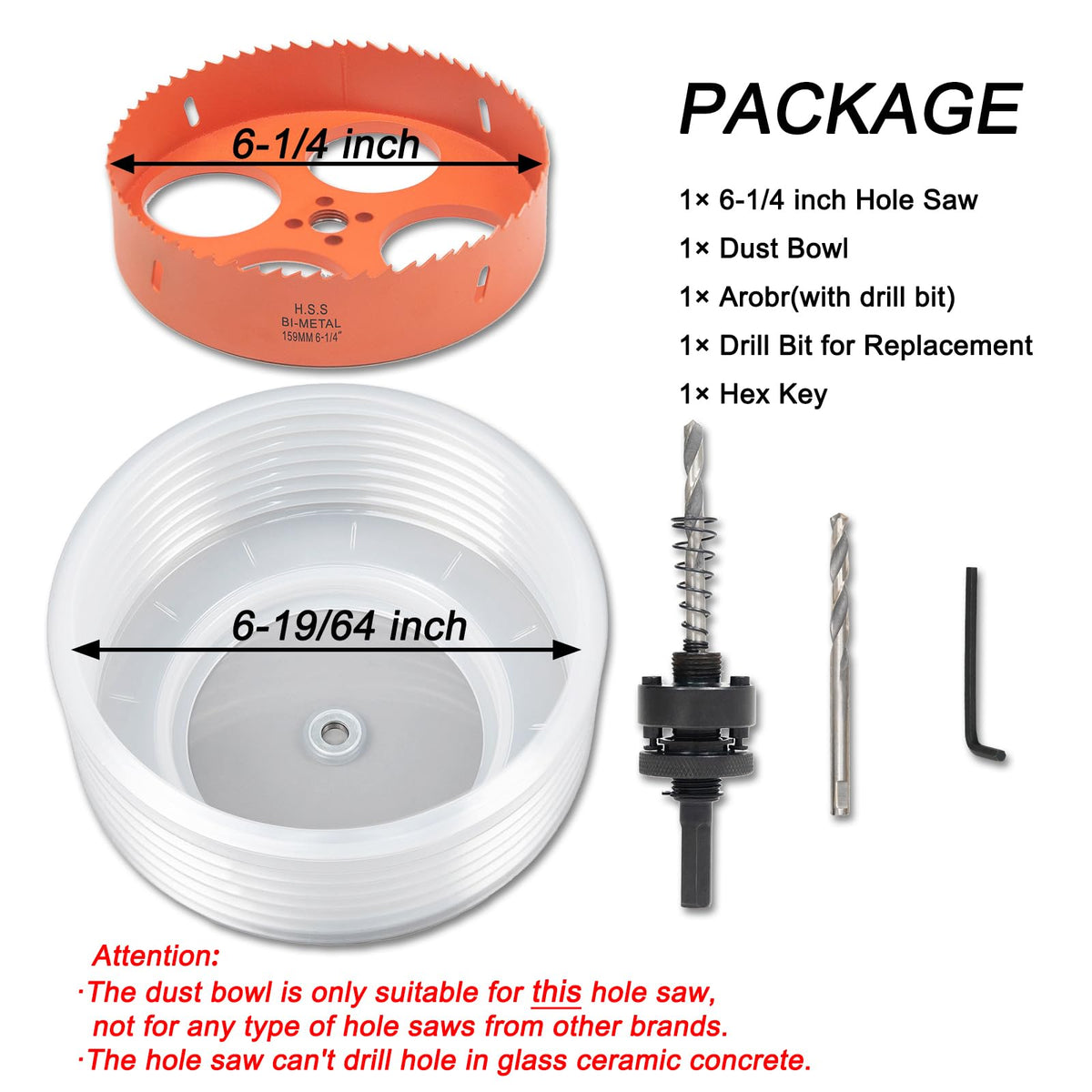 VIKITON 6-1/4" Hole Saw for Recessed Lights, with Dust Bowl Catcher