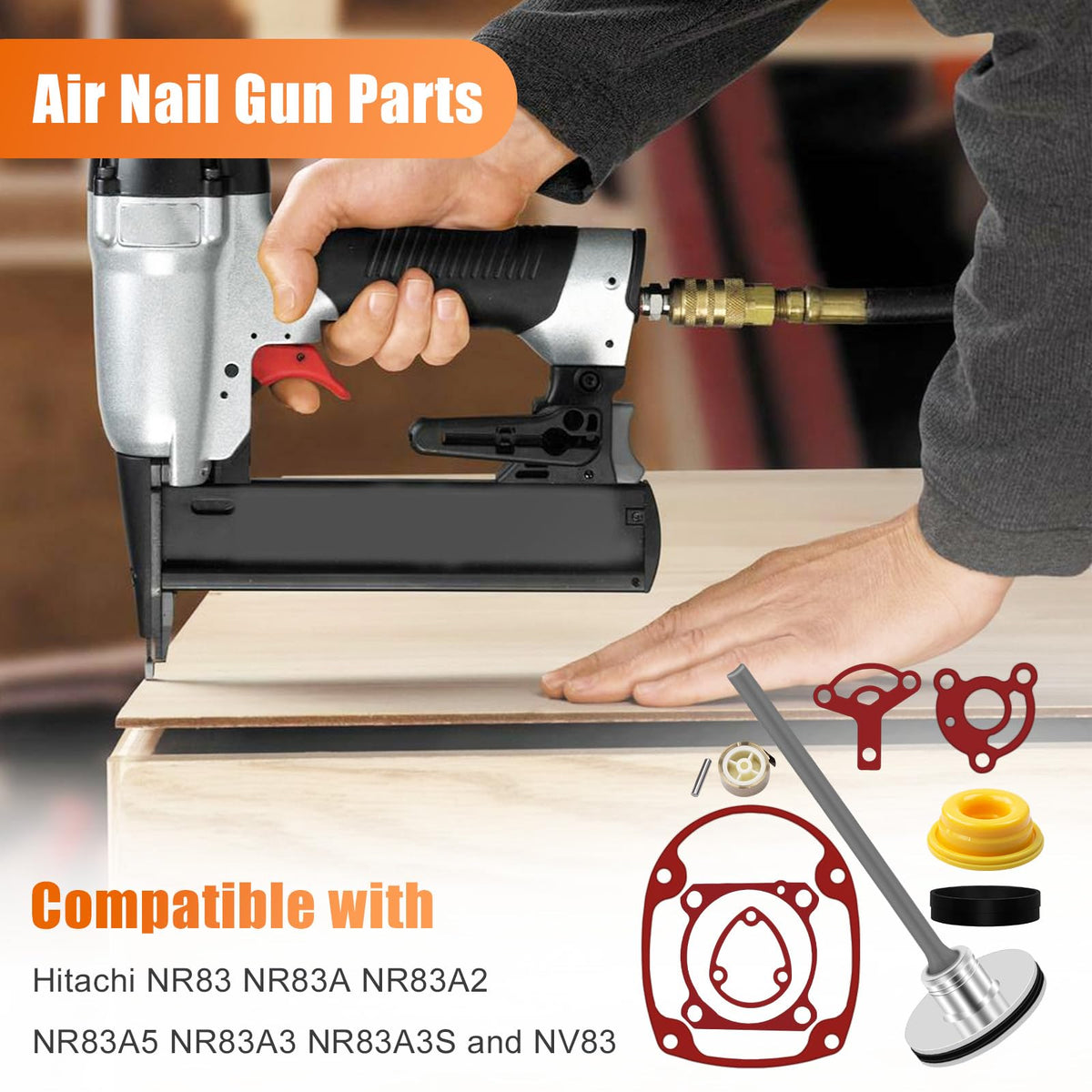 877-323 Tools Parts Gasket Kit, Gasket Tools Air Nail Gun Parts, Include Bumper, Ribbon Spring, O-Ring, For Hitachi NR83 NR83A NR83A2