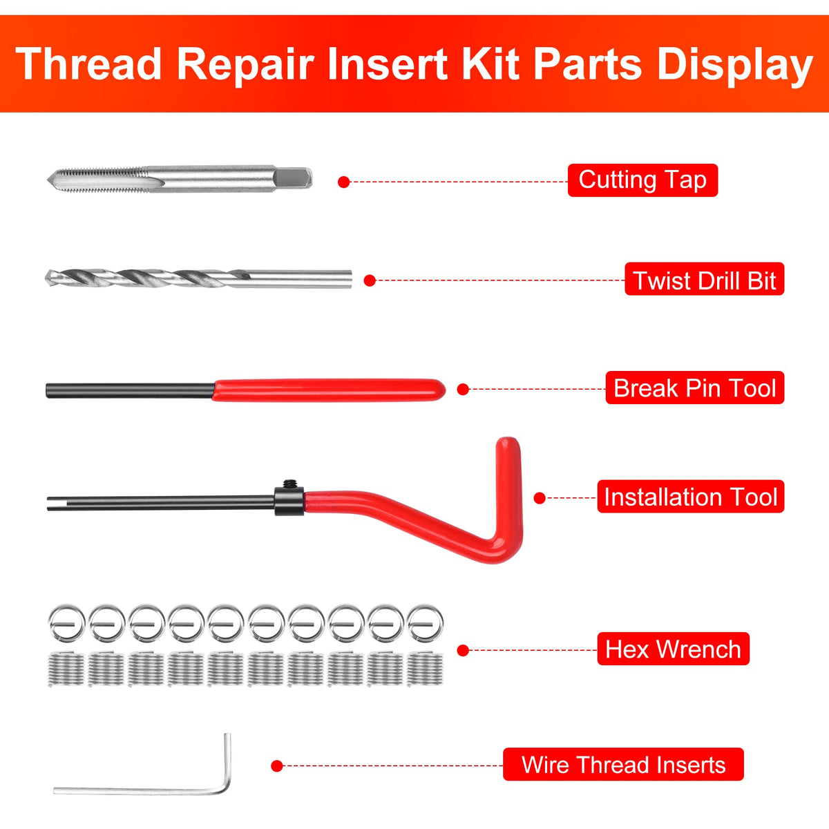 JMMRRR Thread Repair Kit M5 X 0.8mm, Metric Thread Repair Insert Kit