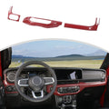 CheroCar for JL Center Console Headlight Air Conditioning Control Panel & Co-Pilot Handle Panel Interior Accessories fit for Jeep Wrangler JL JLU 2024+,Red Carbon Fiber