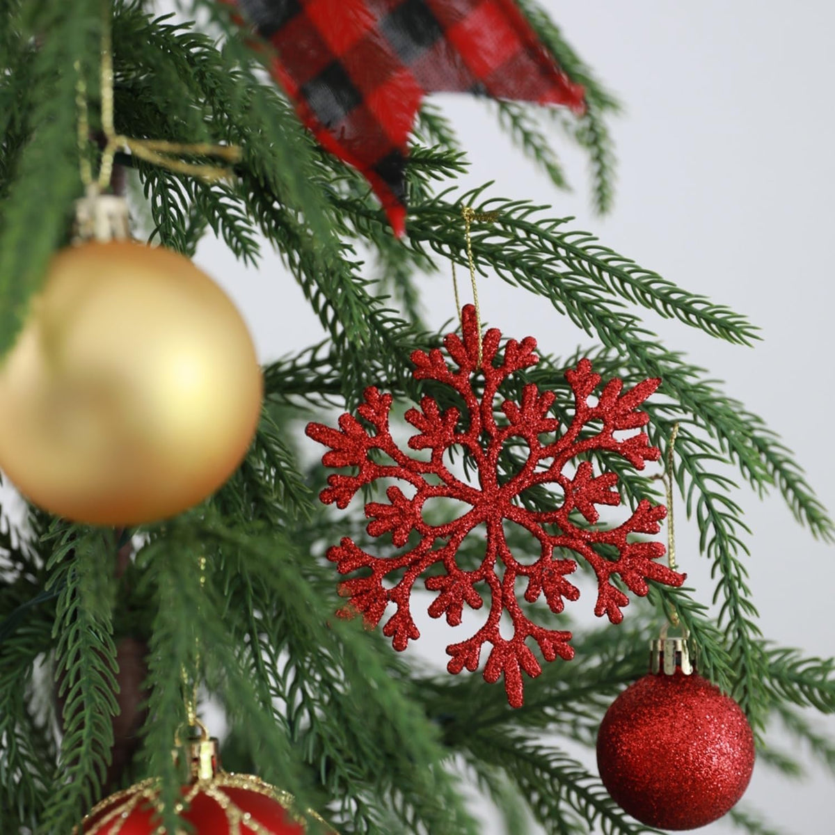 116ct 1.18-6.5" Red Gold Christmas Tree Ornaments Decorations Set