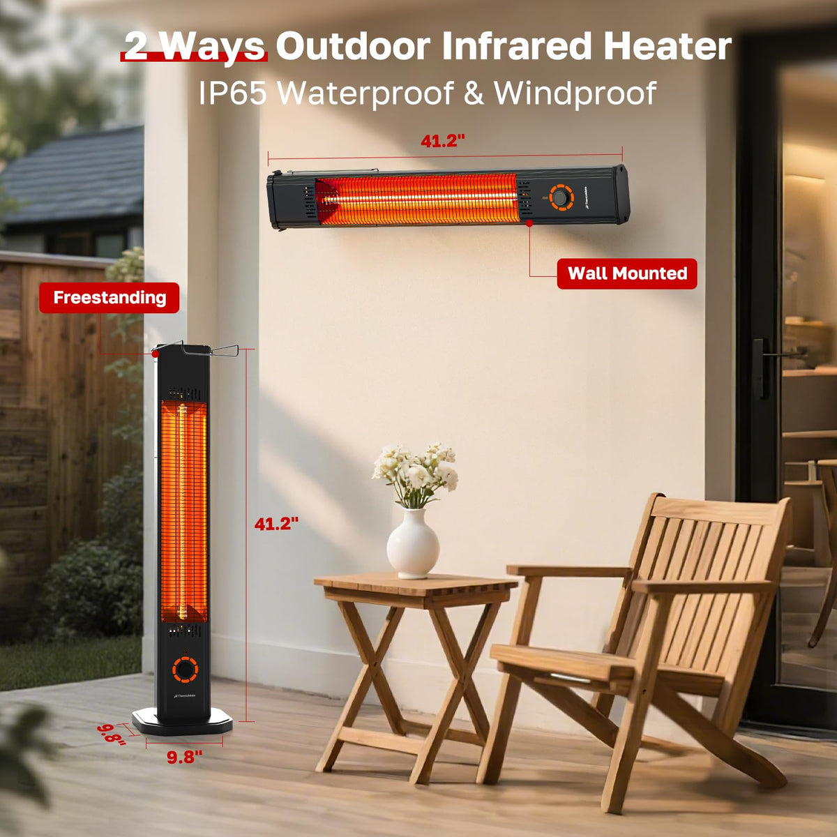 1500W Electric Patio Heater, Black