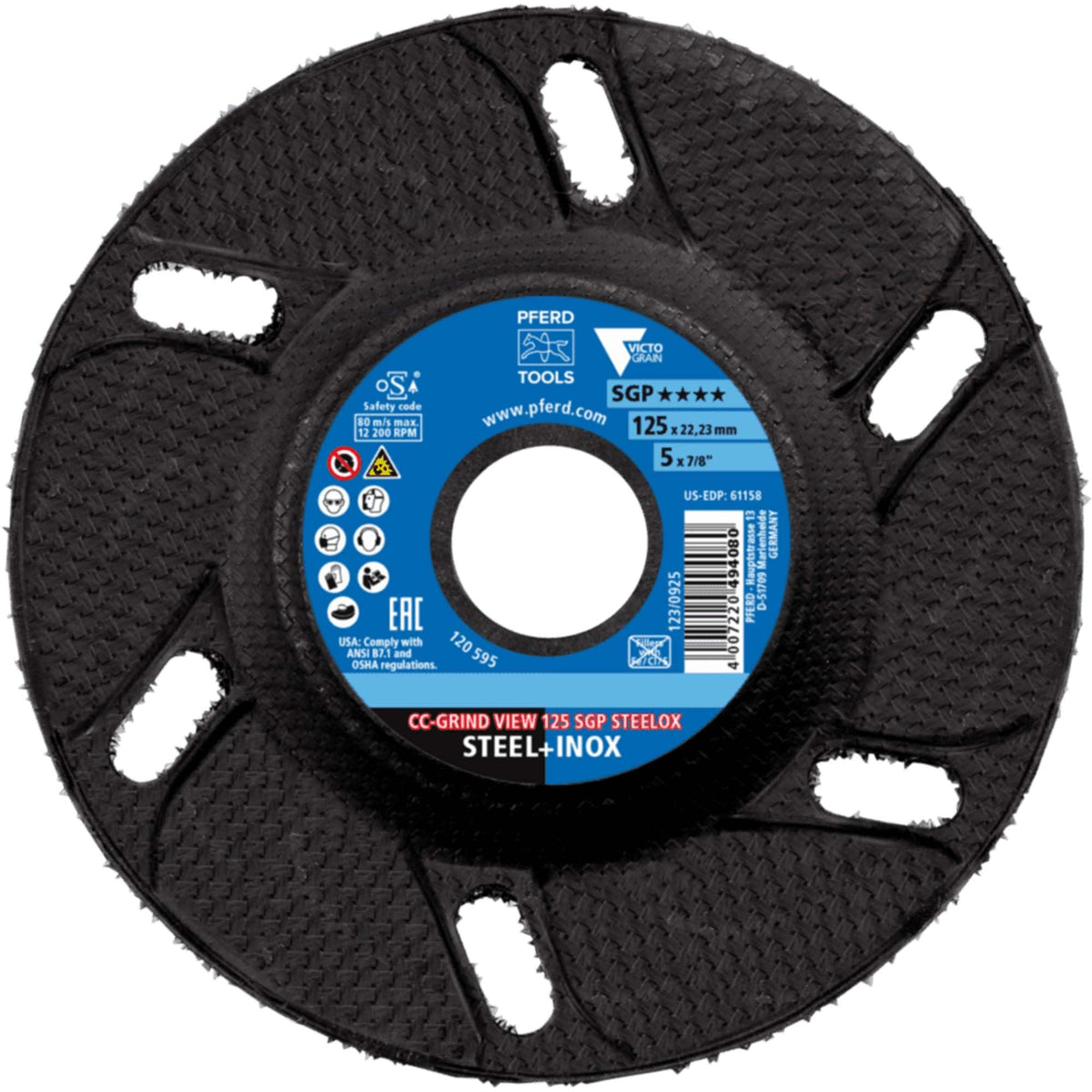 PFERD CC-Grind View 5" x 7/8" Grinding Disc, Pack of 10