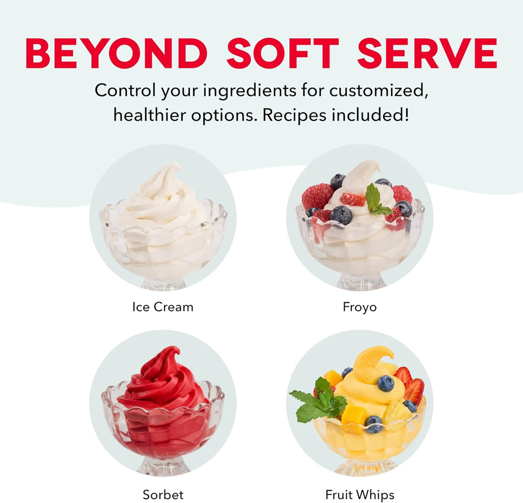 Soft Serve Ice Cream Maker, 1-Pint Freezer Bowl, Cream