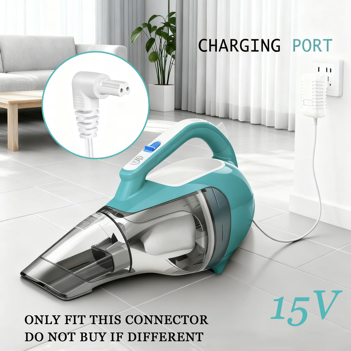 15V Charger for Black and Decker Dustbuster Handheld Vacuum HHVI315JO42 HHVI325JR22 HHVI320JR02 HLVA315J22 HLVB315JA26 90627870 S003AQU1500015 White (Incompatible with 12V/14V/18V/23V Devices)