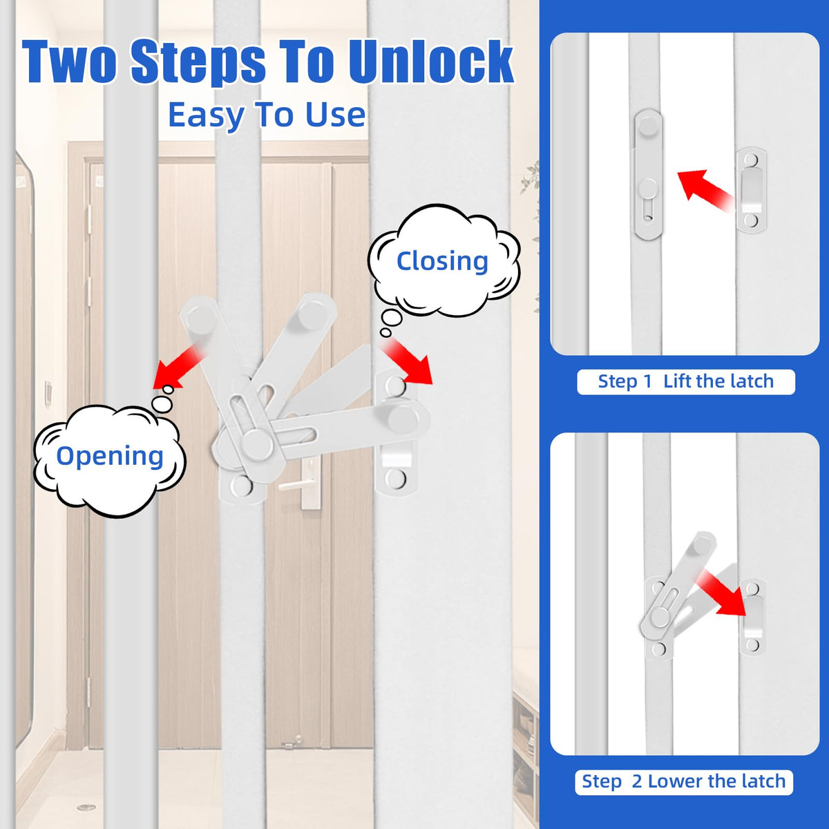 71" Extra-Tall Full-Height Anti-Jump Cat & Pet Safety Gate with Narrow Bar Spacing & Double-Lock Walk-Through Door for Doorways & Stairs