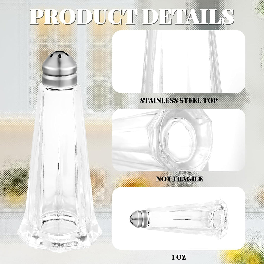 24 Pcs Salt and Pepper Shakers Tower Glass for Restaurant Weeding