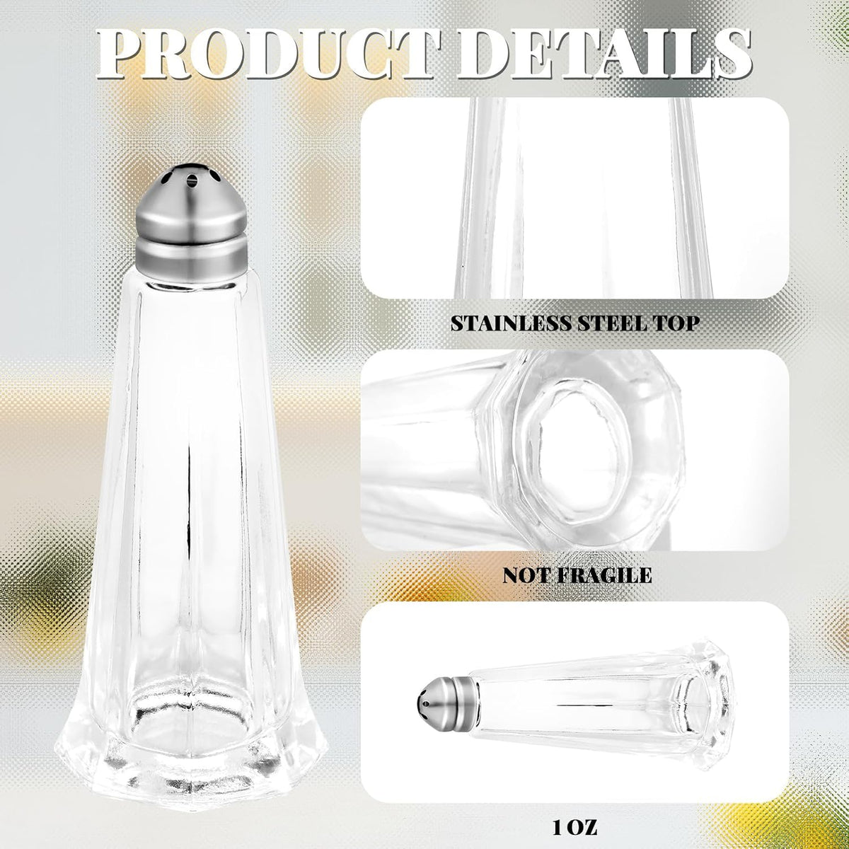 24 Pcs Salt and Pepper Shakers Tower Glass for Restaurant Weeding