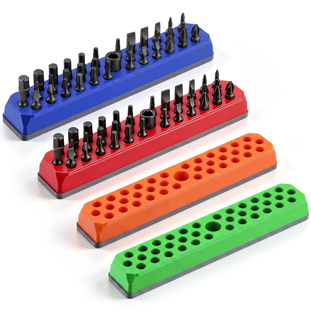 4Pack Bit Holder, 37Hole Magnetic Drill Bit Organizer for 1/4Inch Hex Shank