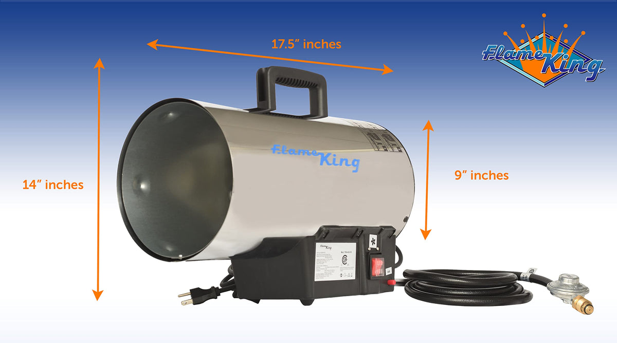 60,000 BTU Portable Propane Forced Air Heater Outdoor Great for Jobsite, Construction, Garage, Patio, Stainless Steel