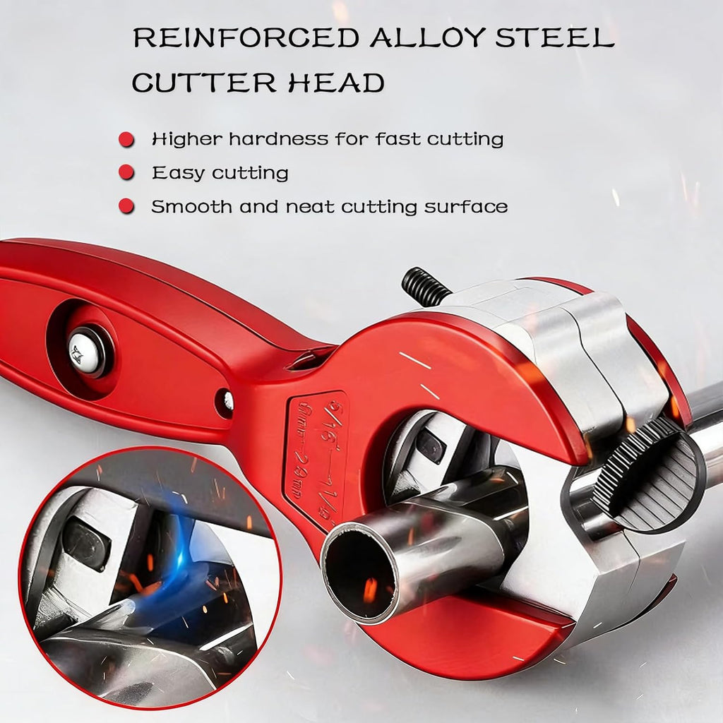 Ratcheting Tubing Cutter, Copper Pipe Cutter, Tubing Cutter 5/16" To 1 1/8", 2 in 1-360° Close Quarters Tube Compact