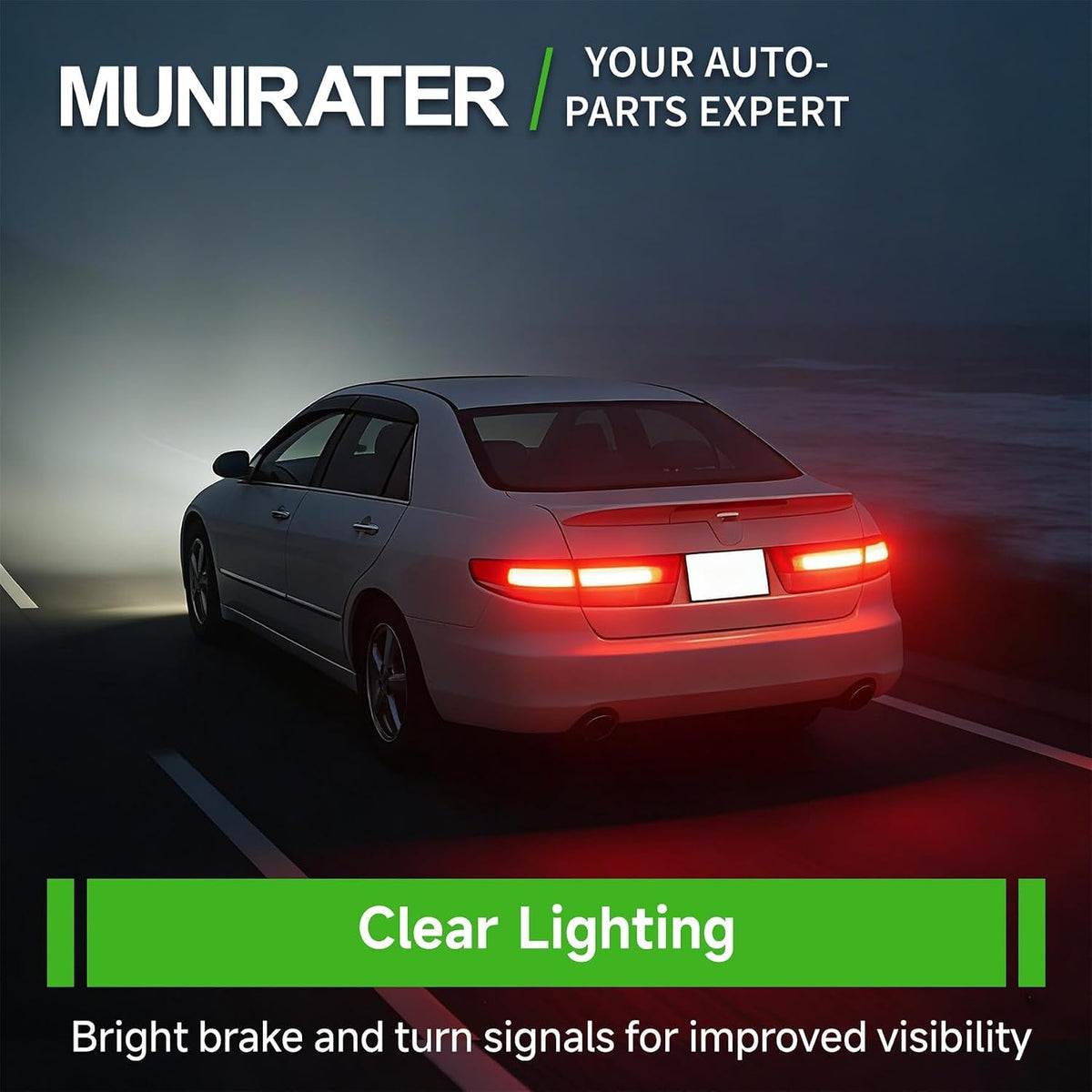 munirater Red Left Driver Outer Tail Light Brake Lamp Replacement for Accord Sedan 2003-2004