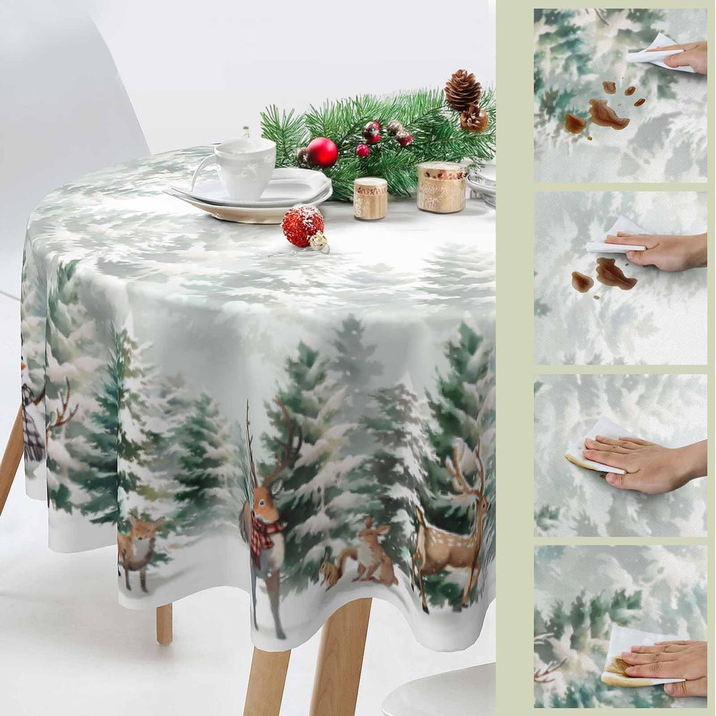 Christmas Round Tablecloth 60inch for Home Rustic Farmhouse Living Room Christmas Party Decorations