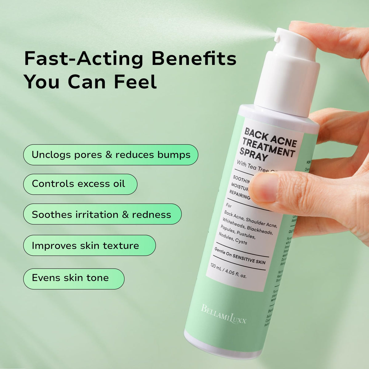 Back & Body Acne Treatment: 2% Salicylic Acid Back Acne Spray for Clear, Soothe & Moisturize - Effective Bacne
